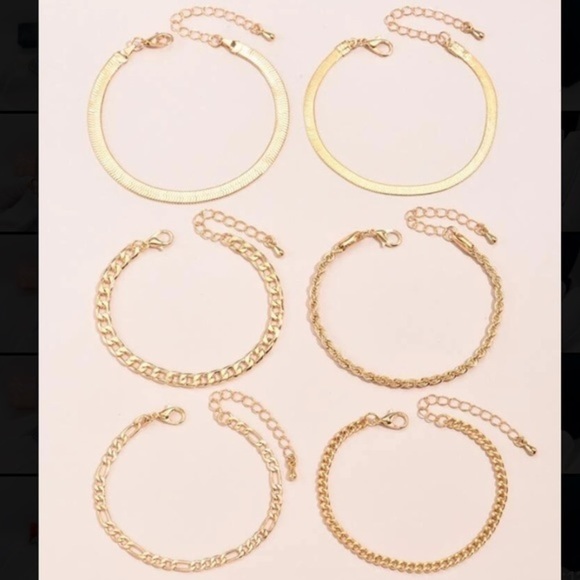 6pcs gold plated chain bracelets - Picture 4 of 5